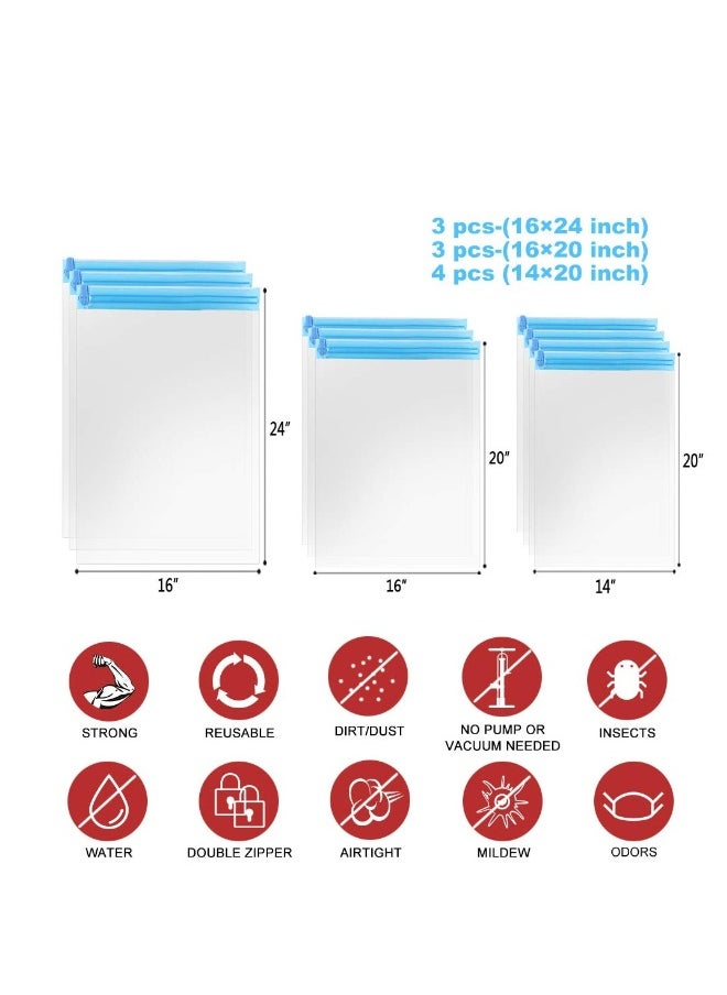 Compression Bags - Travel Accessories - 10 Pack Space Saver Bags - No Vacuum or Pump Needed - Vacuum Storage Bags for Travel Essentials - Home Packing-Organizers (Blue)