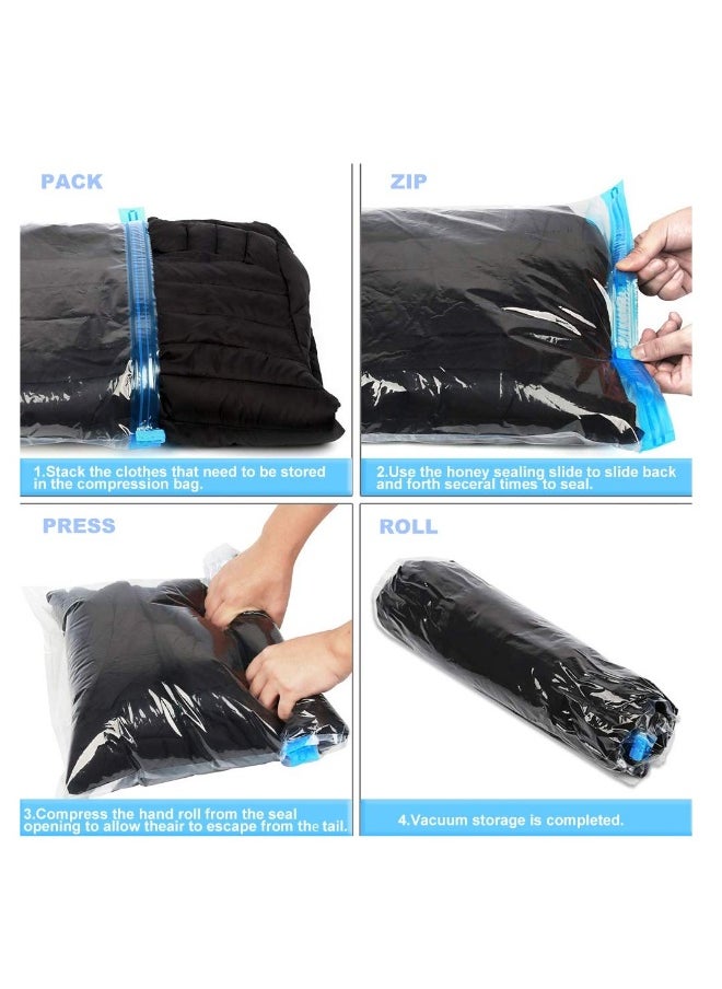 Compression Bags - Travel Accessories - 10 Pack Space Saver Bags - No Vacuum or Pump Needed - Vacuum Storage Bags for Travel Essentials - Home Packing-Organizers (Blue)