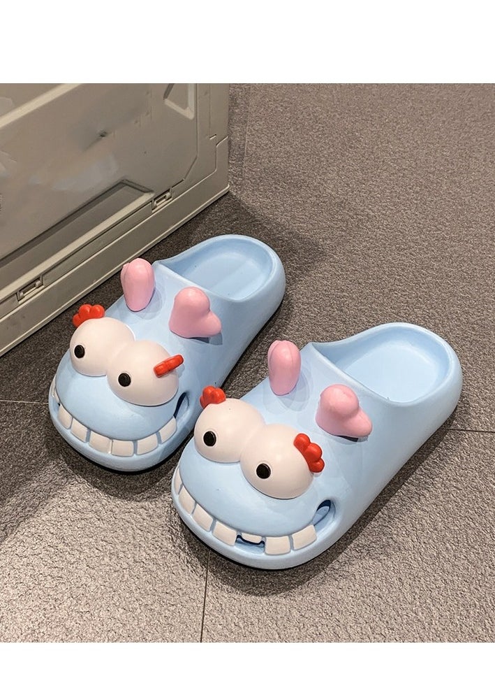 Female Cartoon Wearing Baotou Hole Slippers For Cooldown
