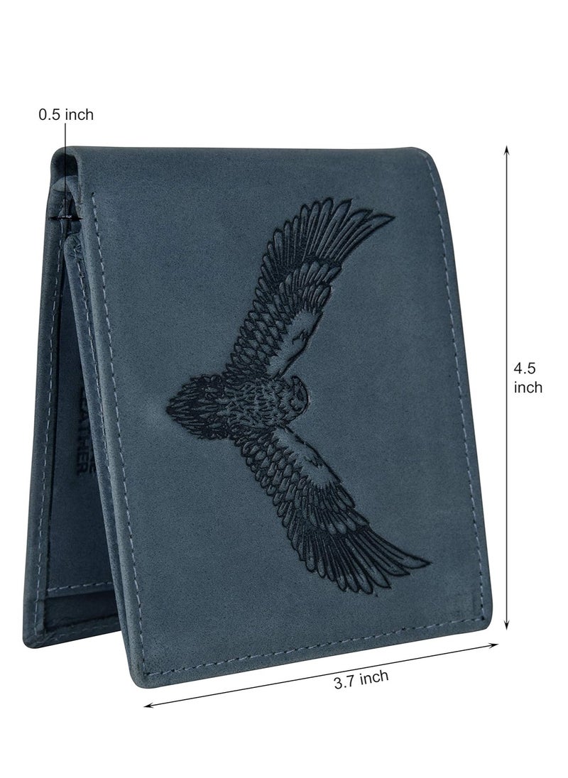 URBAN FOREST Zeus Vintage Blue Leather Wallet for Men