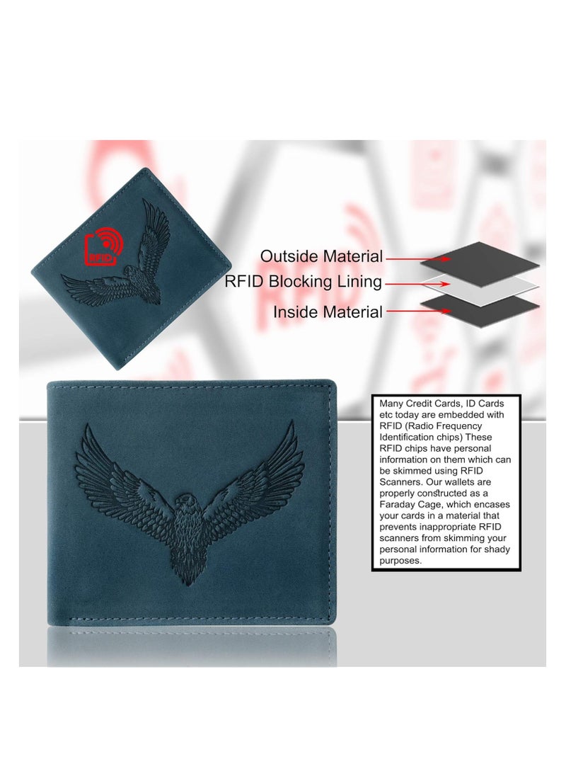 URBAN FOREST Zeus Vintage Blue Leather Wallet for Men