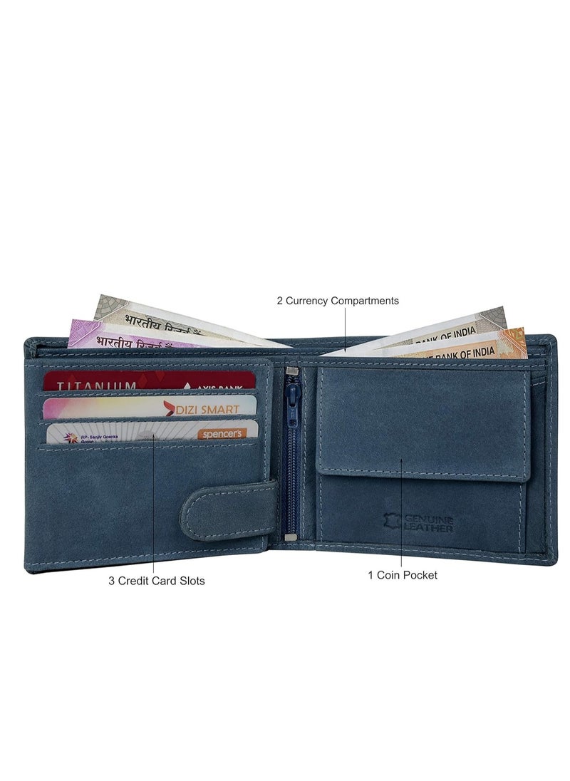 URBAN FOREST Zeus Vintage Blue Leather Wallet for Men