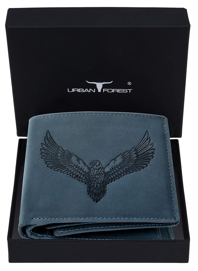 URBAN FOREST Zeus Vintage Blue Leather Wallet for Men