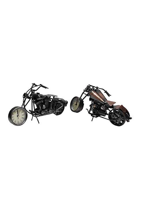 Qwick Click Metal Handmade Royal Look Showpiece Motor Bike with Clock Decorative Vintage Shape 28 cm