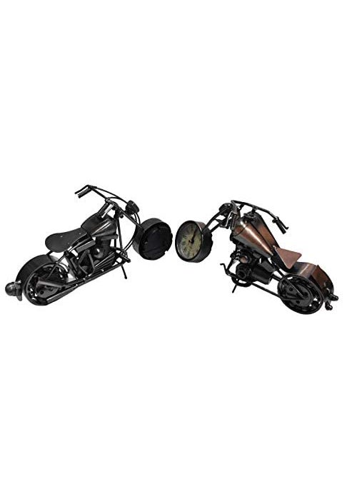 Qwick Click Metal Handmade Royal Look Showpiece Motor Bike with Clock Decorative Vintage Shape 28 cm