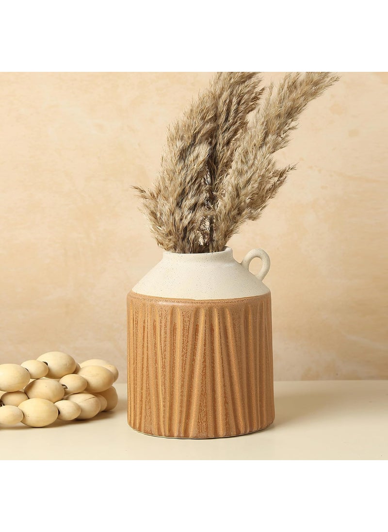 Habere IndiaAll The Cultures Fabricating India Vase Ceramic Vase Flower Pot for Living Room Flower Vase Big Flower Vases for Home Decor Ceramic Vases for Home Decor M L16xW16xH19 CM