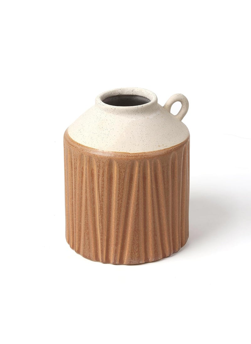 Habere IndiaAll The Cultures Fabricating India Vase Ceramic Vase Flower Pot for Living Room Flower Vase Big Flower Vases for Home Decor Ceramic Vases for Home Decor M L16xW16xH19 CM