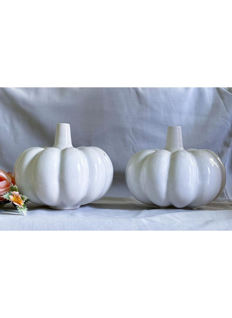 Kraftlik Handicrafts Ceramic Pumpkin Shape Vases Pumpkin Planter Flower Pot Bottle Shape with Unique for Home Decor Center Table Bedroom Side Corners Decoration