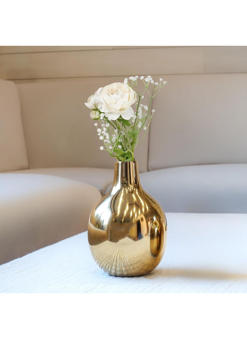 Behoma Metal Flower Vase for Home Dcor Living Room Office Wedding Table Decorative Item for Festivals Birthday Golden Vase 1Pcs Flower not Included