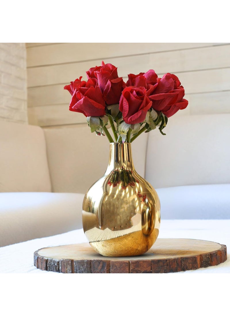 Behoma Metal Flower Vase for Home Dcor Living Room Office Wedding Table Decorative Item for Festivals Birthday Golden Vase 1Pcs Flower not Included