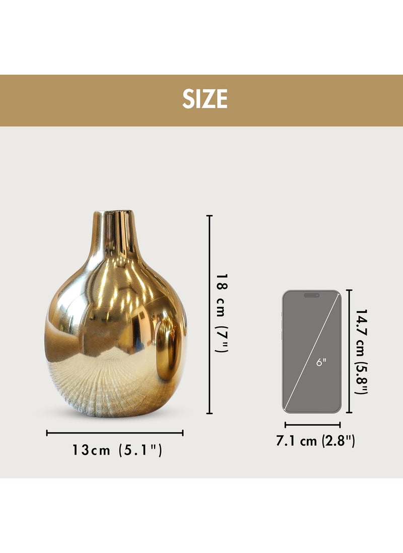 Behoma Metal Flower Vase for Home Dcor Living Room Office Wedding Table Decorative Item for Festivals Birthday Golden Vase 1Pcs Flower not Included