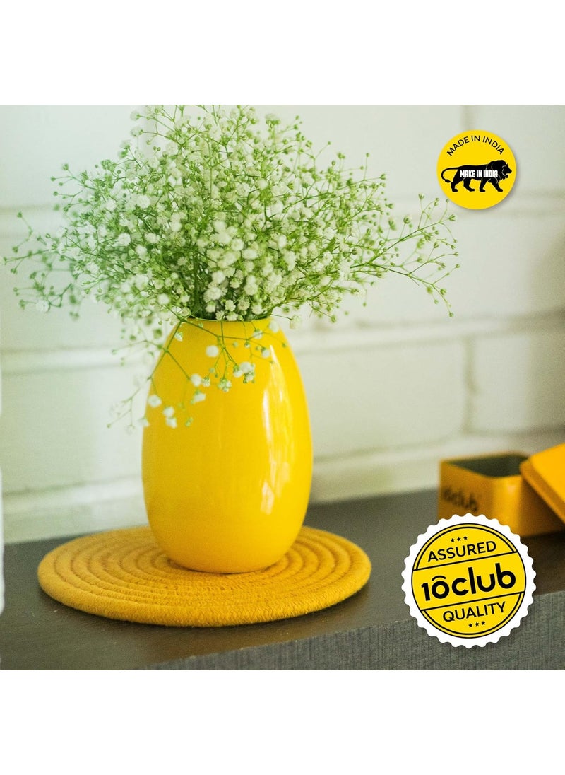 10club Ceramic Oval Vase Flower Vase for Home Decor Ceramic Vase for Home Office Centerpiece or Gifting Sunny Yellow