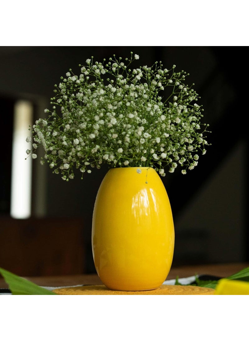 10club Ceramic Oval Vase Flower Vase for Home Decor Ceramic Vase for Home Office Centerpiece or Gifting Sunny Yellow