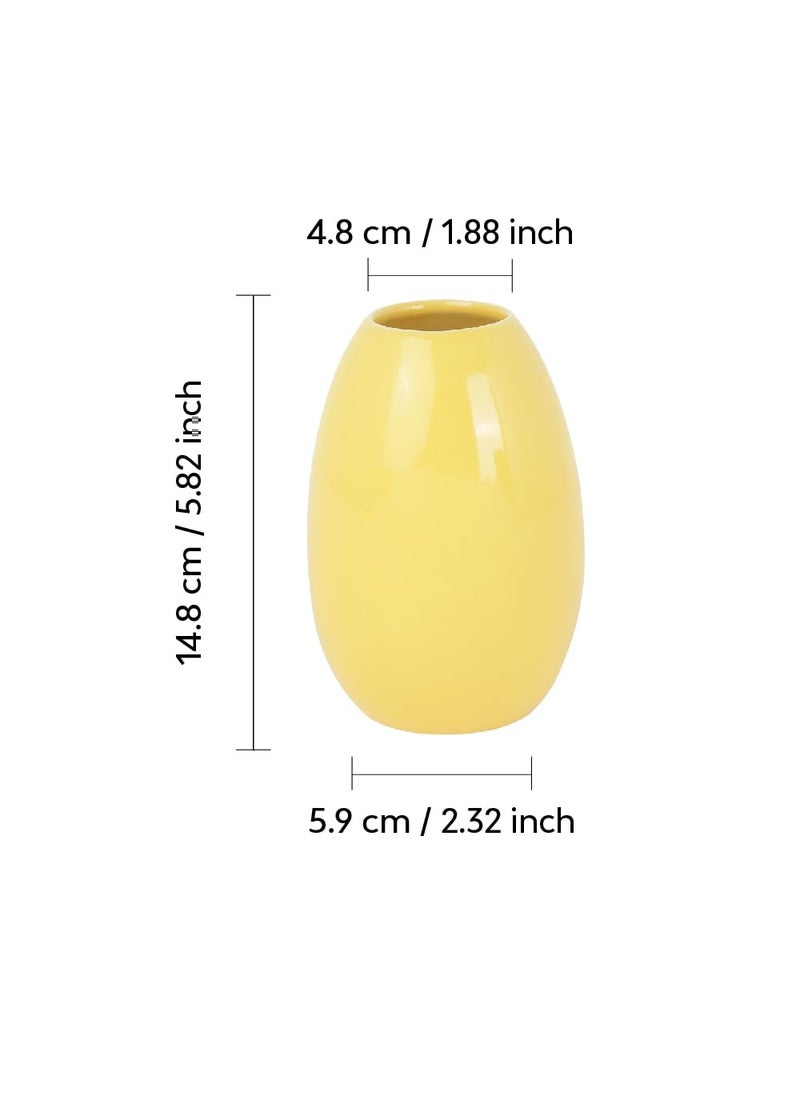10club Ceramic Oval Vase Flower Vase for Home Decor Ceramic Vase for Home Office Centerpiece or Gifting Sunny Yellow