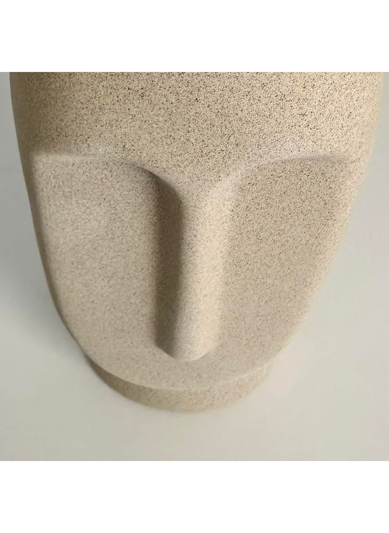 URBAN SENSE Ceramic Abstract Face Vase Ceramic Flower Vase Flower Vase for Home Decor Home Decoration Items for Living Room Rough Finish 10 Inches Sand Dune Rough