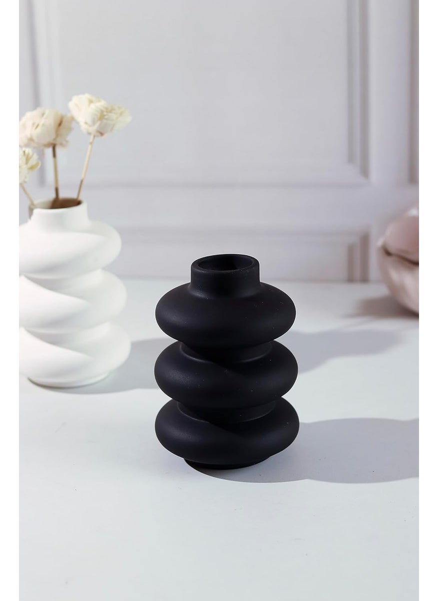Craftribal White Black Minimalist Spiral Vase Set Flower Vase Combo Pack of 2Office DeskPampass Grass Vase Vases for Home Decor CentrepieceSize6 inches