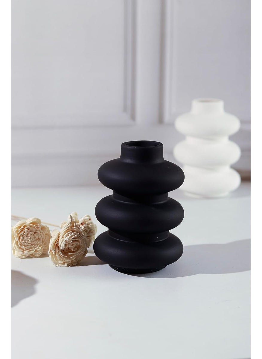 Craftribal White Black Minimalist Spiral Vase Set Flower Vase Combo Pack of 2Office DeskPampass Grass Vase Vases for Home Decor CentrepieceSize6 inches