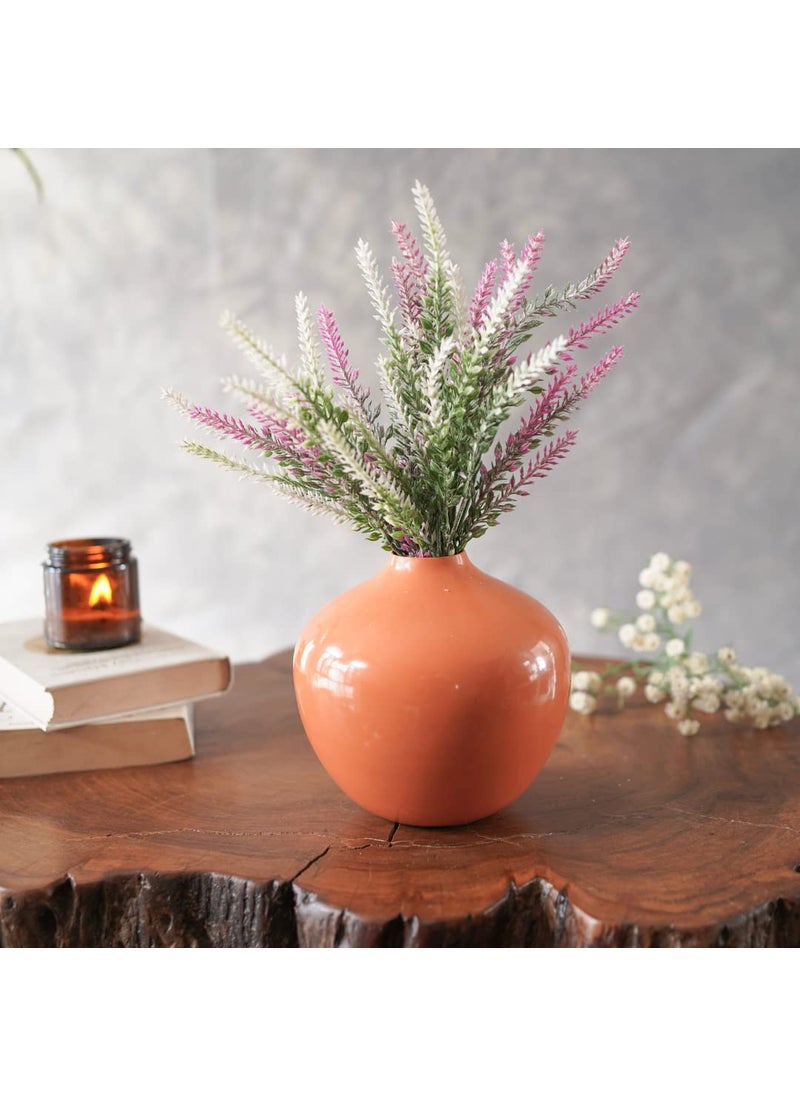 Behoma Metal Flower Vase for Home Decor Table Decorative Item for Bedroom Living Room Office Best Gift for Wedding Festivals Birthday Rust Orange Small 1PC Flower not Included