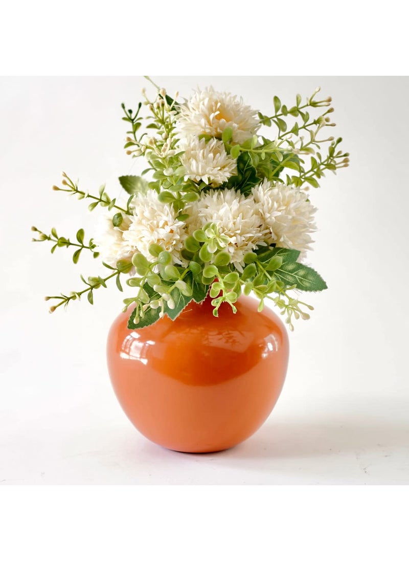 Behoma Metal Flower Vase for Home Decor Table Decorative Item for Bedroom Living Room Office Best Gift for Wedding Festivals Birthday Rust Orange Small 1PC Flower not Included