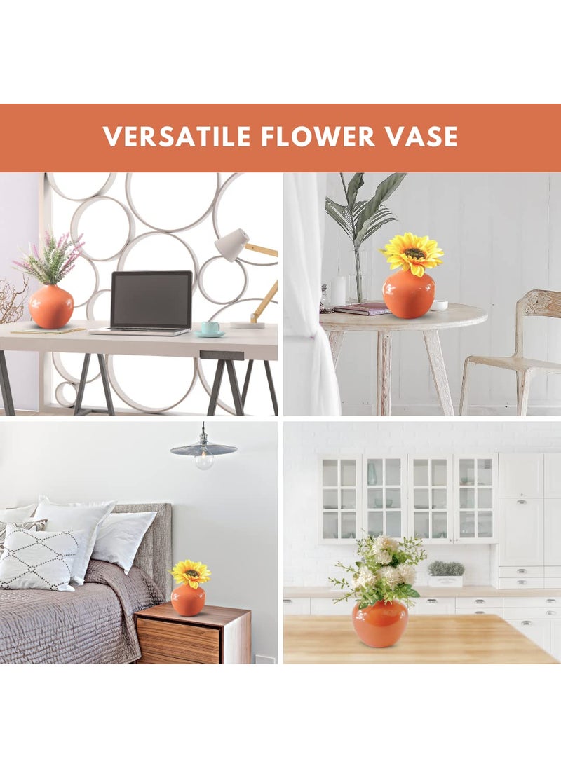 Behoma Metal Flower Vase for Home Decor Table Decorative Item for Bedroom Living Room Office Best Gift for Wedding Festivals Birthday Rust Orange Small 1PC Flower not Included