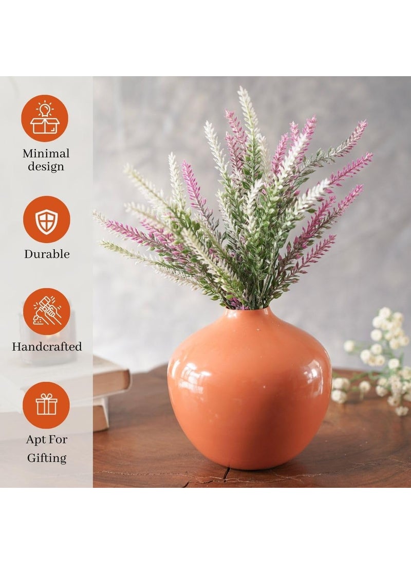 Behoma Metal Flower Vase for Home Decor Table Decorative Item for Bedroom Living Room Office Best Gift for Wedding Festivals Birthday Rust Orange Small 1PC Flower not Included