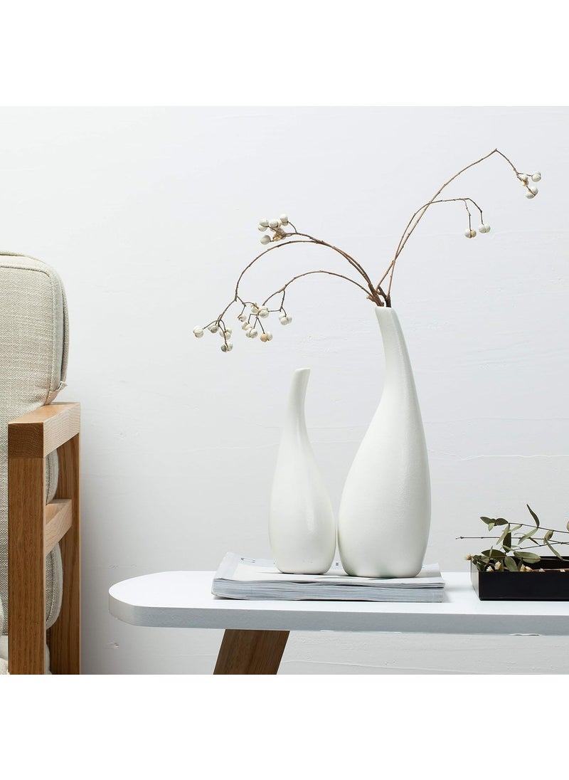 URBAN SENSE Ceramic Wave Vase Modern Designer Flower Vase for Home Decor Unique Hollow Vase Design Ideal Gift for Living Room Bedroom and Centerpiece BudVaseSet2