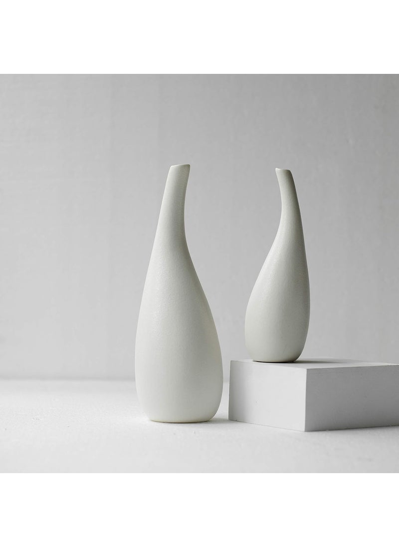 URBAN SENSE Ceramic Wave Vase Modern Designer Flower Vase for Home Decor Unique Hollow Vase Design Ideal Gift for Living Room Bedroom and Centerpiece BudVaseSet2
