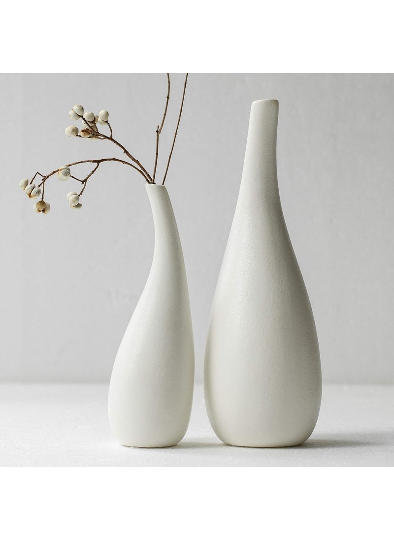 URBAN SENSE Ceramic Wave Vase Modern Designer Flower Vase for Home Decor Unique Hollow Vase Design Ideal Gift for Living Room Bedroom and Centerpiece BudVaseSet2