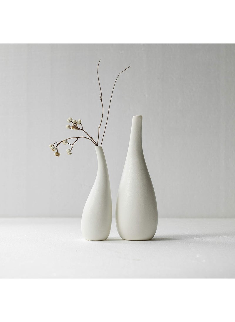 URBAN SENSE Ceramic Wave Vase Modern Designer Flower Vase for Home Decor Unique Hollow Vase Design Ideal Gift for Living Room Bedroom and Centerpiece BudVaseSet2
