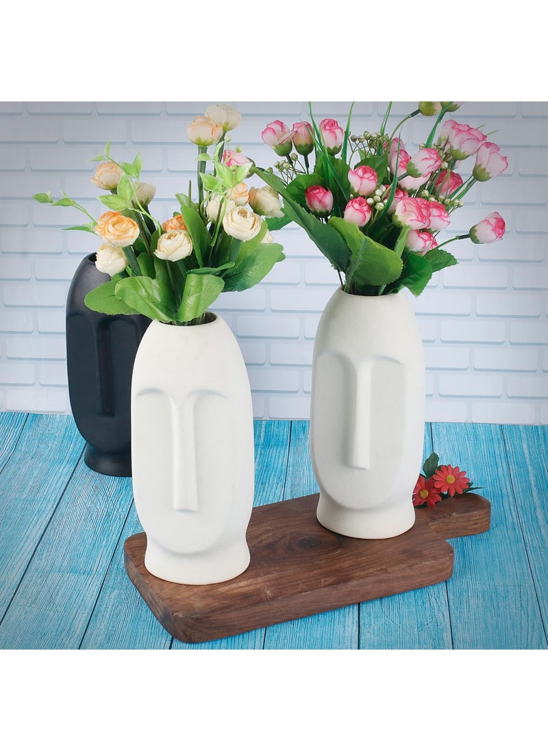 Kraftlik Handicrafts Face Shape Ceramic Vases Planter Flower Pot Face Shape with Unique Quality for Home Dcor Center Table Bedroom Side Corners Decoration White Pack of 2
