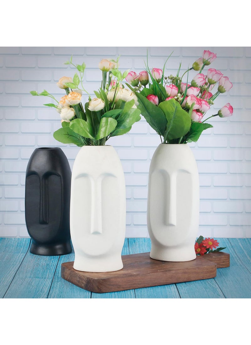 Kraftlik Handicrafts Face Shape Ceramic Vases Planter Flower Pot Face Shape with Unique Quality for Home Dcor Center Table Bedroom Side Corners Decoration White Pack of 2
