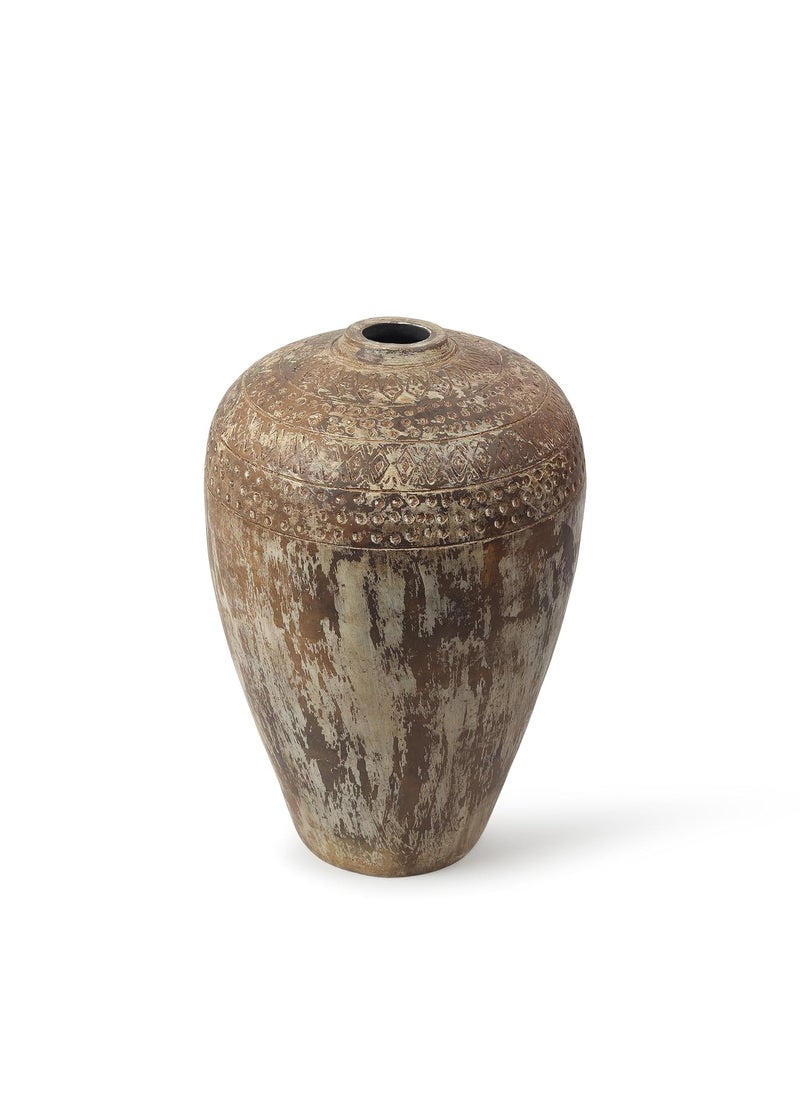 Habere IndiaAll The Cultures Fabricating India Room Decor Aesthetic Decorative Items for Home Big Vases for Living Room Corner Vase Pot BeigeBrown L28 x W28 x H41 cm