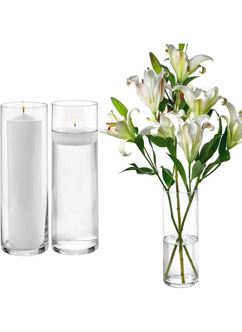 Rishabh Home Decoration Glass Clear Cylinder Vase Floral Cylinder Glass Vase for Weddings Events Decorating Arrangements Flowers Office or Home