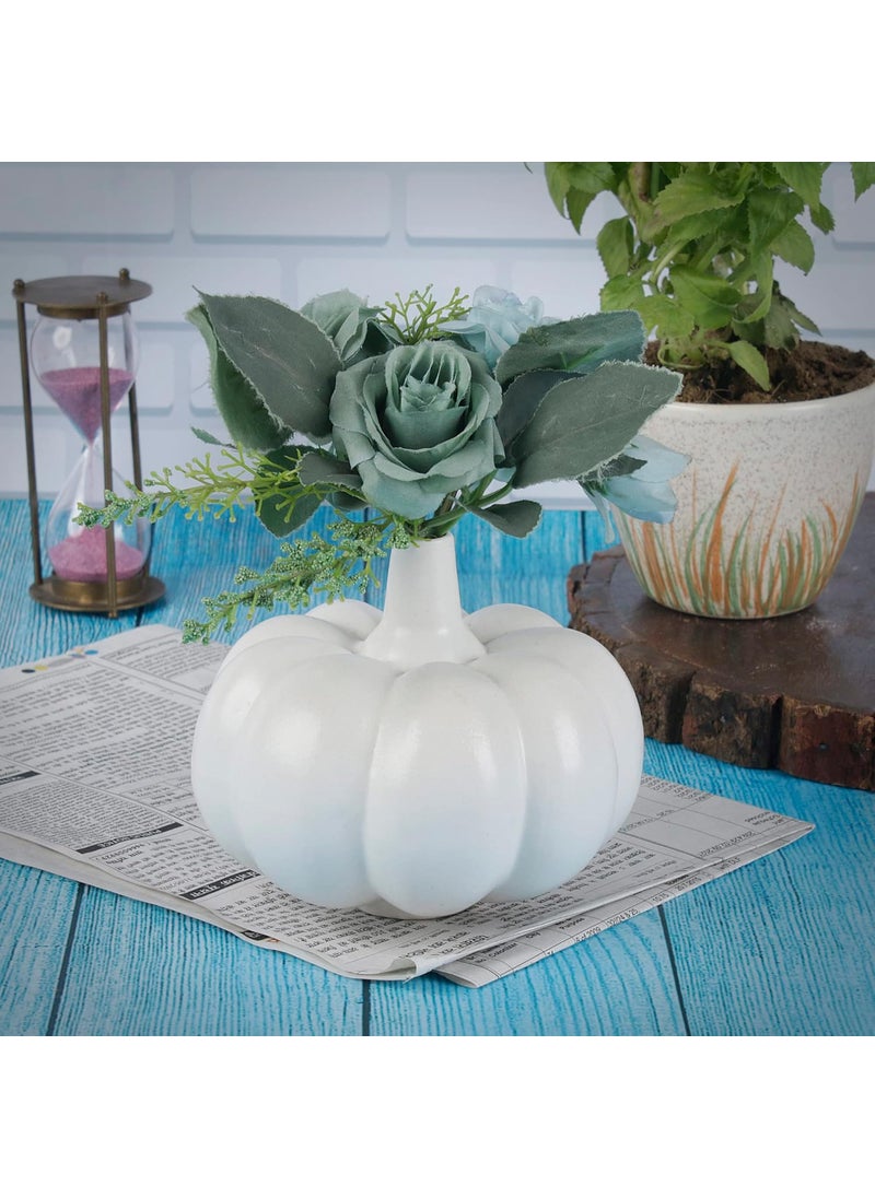 Kraftlik Handicrafts Kaddu Shape Ceramic Vases Planter Flower Pot Bottle Shape with Unique Quality for Home Dcor Center Table Bedroom Side Corners Decoration White