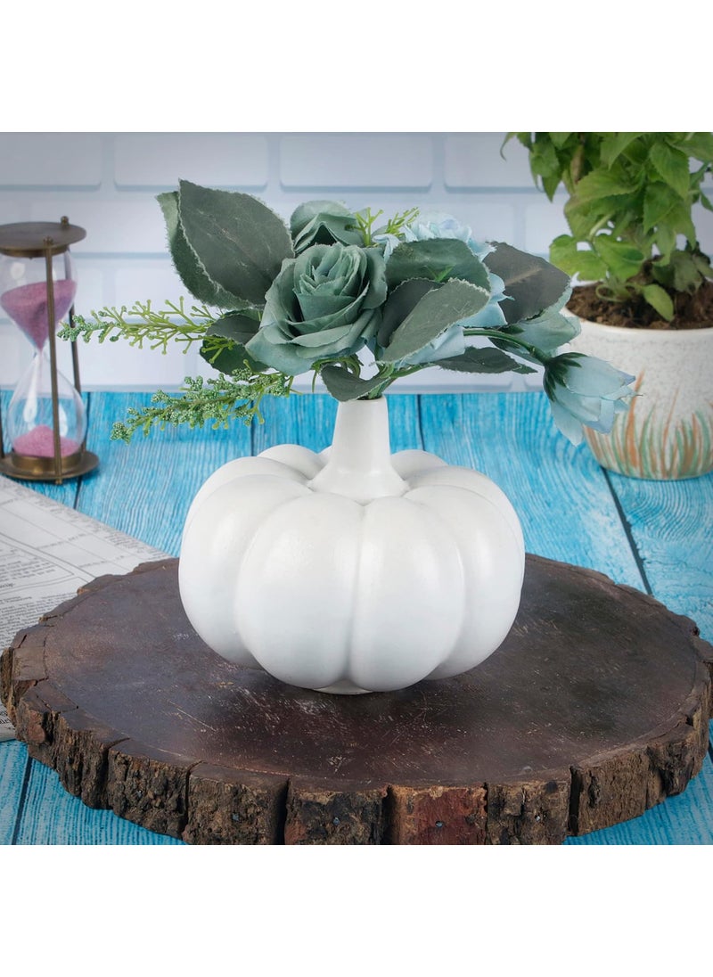 Kraftlik Handicrafts Kaddu Shape Ceramic Vases Planter Flower Pot Bottle Shape with Unique Quality for Home Dcor Center Table Bedroom Side Corners Decoration White