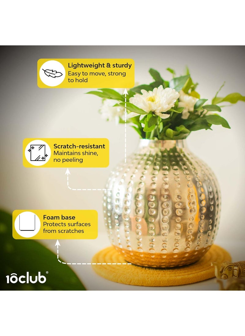 10Club Hammered Silver Metal Vase Round Elegant Flower Vase For Home Decor Unbreakable H 6 350 Grams 1Pc Without Flower Ideal For Gifting Silver