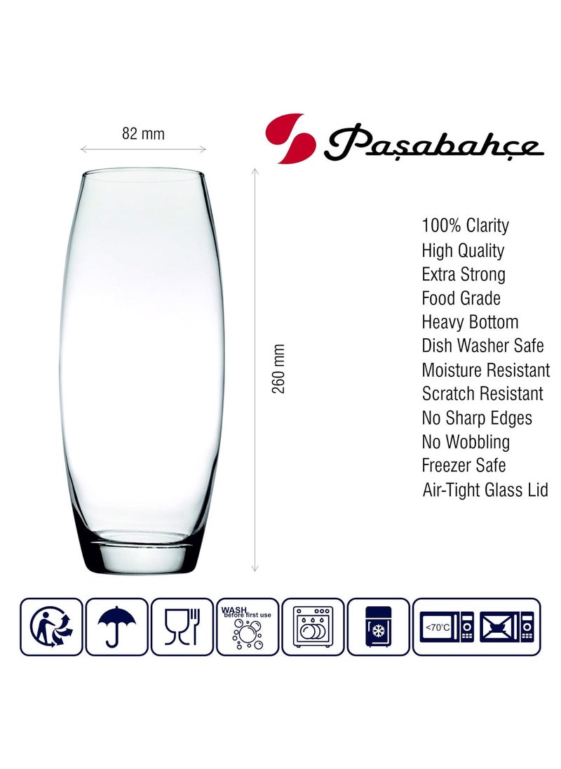 Pasabahce Glass Botanica Oblong Concave Vase 1 Pc Transparent 1715 ml Modern Glass Vase for Floral Arrangements Home Dcor and Table Centerpieces Decorative Piece for Any Room