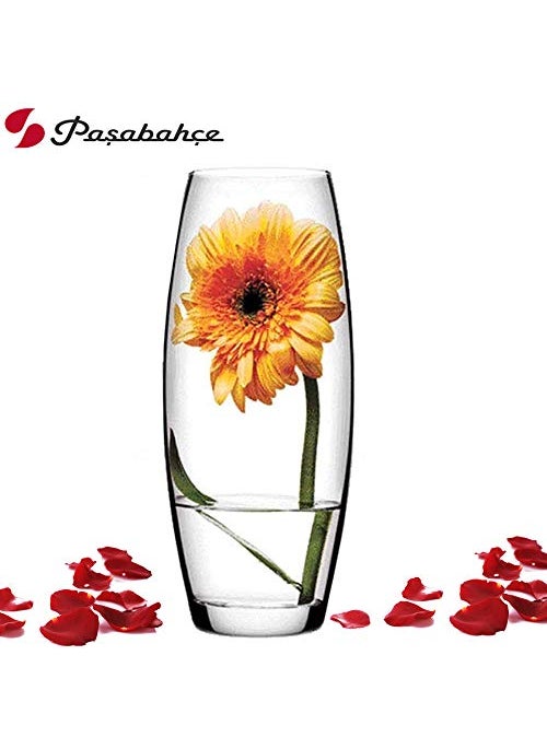 Pasabahce Glass Botanica Oblong Concave Vase 1 Pc Transparent 1715 ml Modern Glass Vase for Floral Arrangements Home Dcor and Table Centerpieces Decorative Piece for Any Room