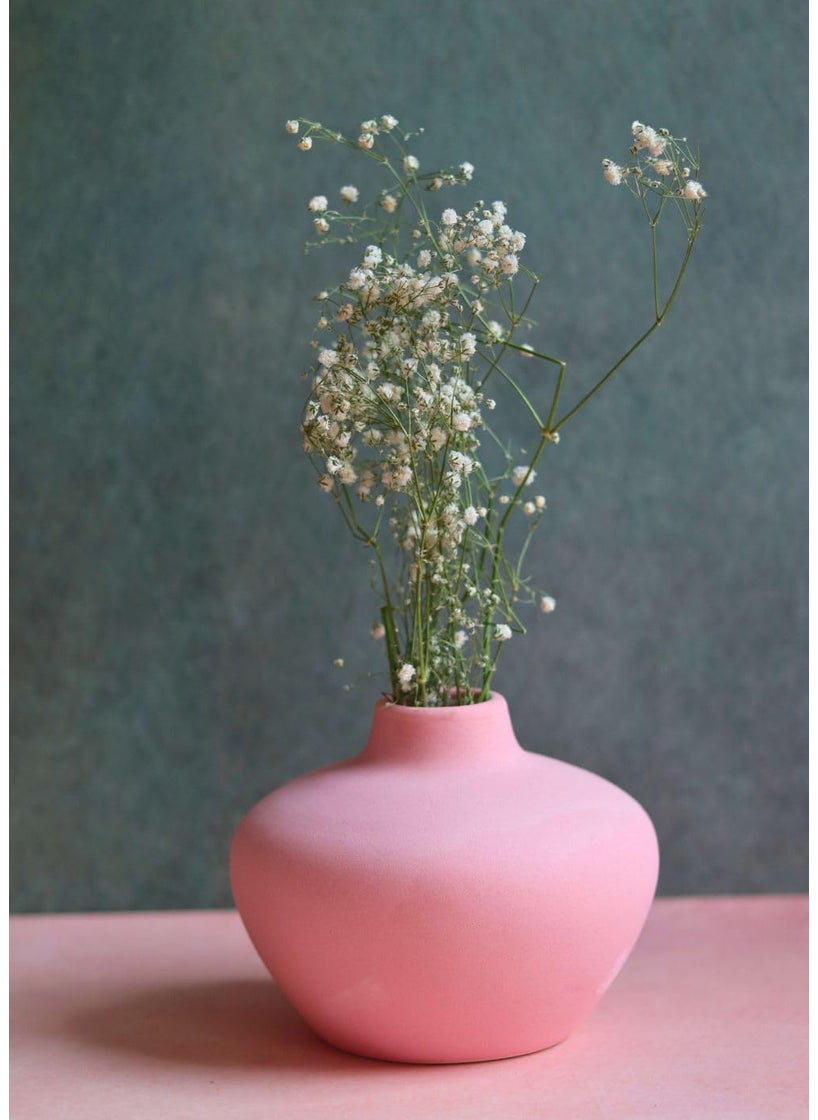 WEAVING HOMES Esoteric Vase Round Pink Vase for Flower Plants Office Living Room Bedroom Table Top Decorations Items Home Decor Centerpiece Pampas Grass Decor Any Occasion Gift