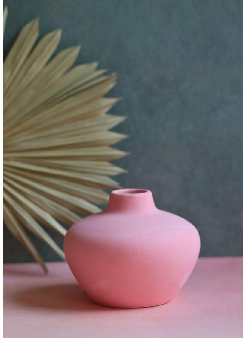 WEAVING HOMES Esoteric Vase Round Pink Vase for Flower Plants Office Living Room Bedroom Table Top Decorations Items Home Decor Centerpiece Pampas Grass Decor Any Occasion Gift