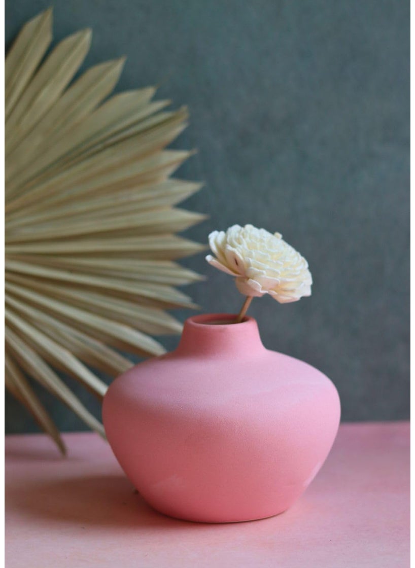 WEAVING HOMES Esoteric Vase Round Pink Vase for Flower Plants Office Living Room Bedroom Table Top Decorations Items Home Decor Centerpiece Pampas Grass Decor Any Occasion Gift