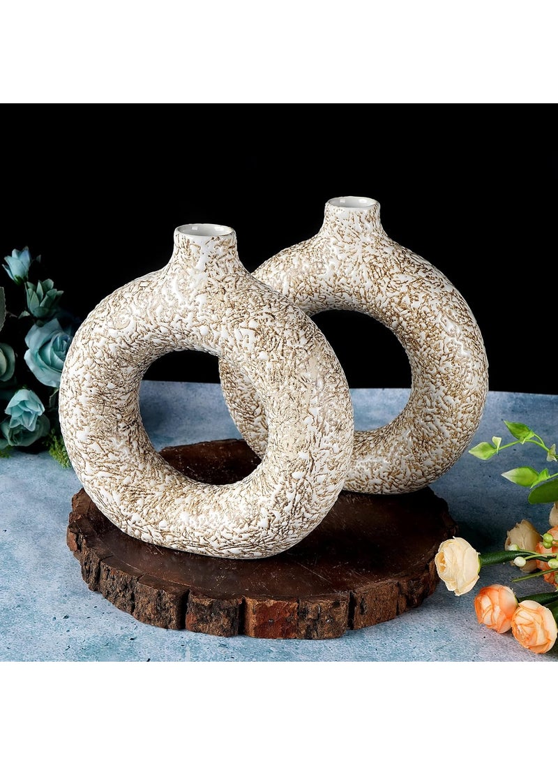 Kraftlik Handicrafts Beautiful Ceramic Vases Planter Flower Pot Ring Shape with Unique Quality for Home Decor Center Table Bedroom Side Corners Decoration Standard 2