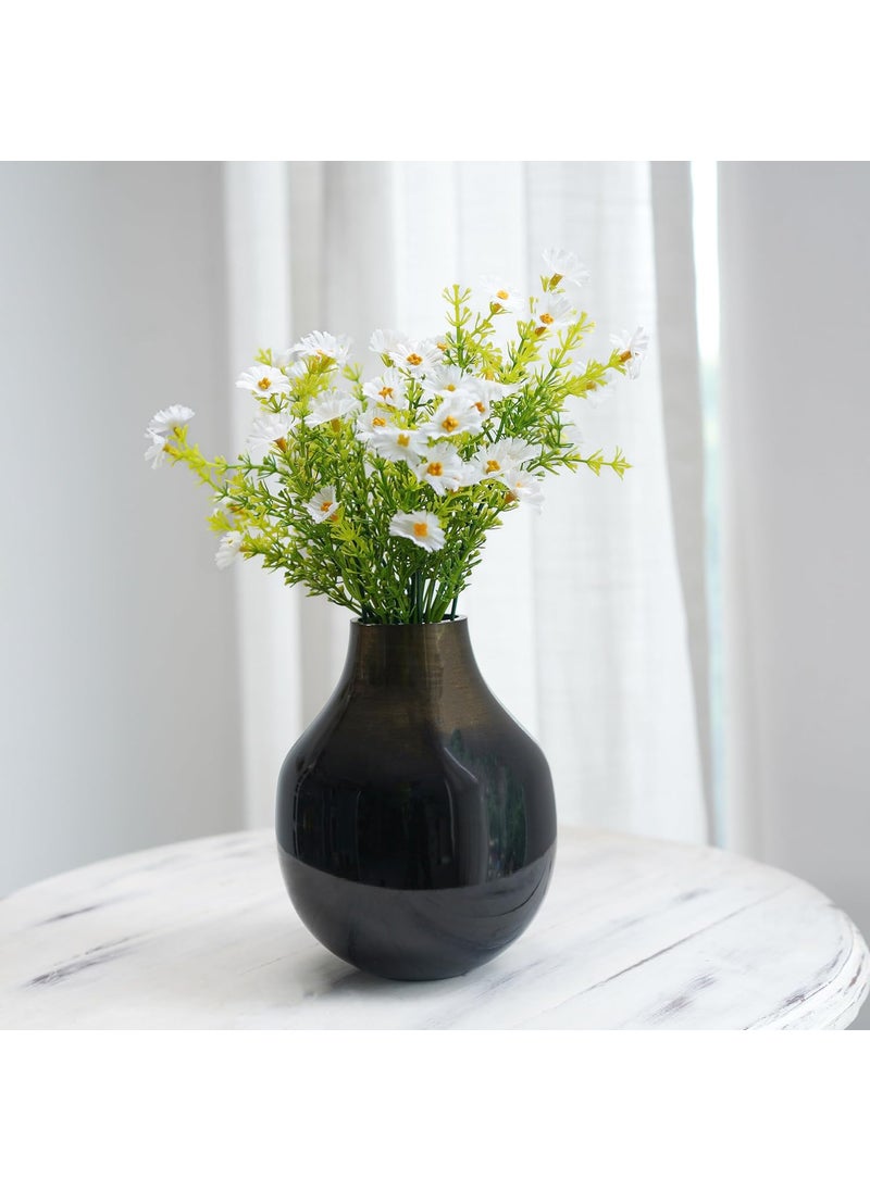 Behoma Metal Flower Vase for Home Decor Living Room Kitchen Office Wedding Round Shape Metal Table Decorative Flower Pot Brass Colour Small Flower not Included