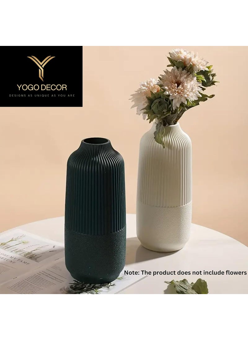 YOGO DECOR Twilight Flower Vase for Home Office Decor Elegant Green Design Plastic Durable Vase Modern Tabletop Centerpiece for Living Room Weddings Stunning Floral Bouquet Displays