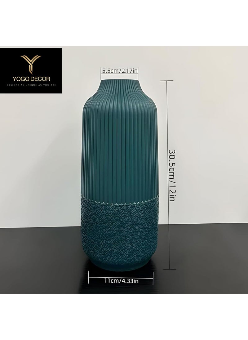 YOGO DECOR Twilight Flower Vase for Home Office Decor Elegant Green Design Plastic Durable Vase Modern Tabletop Centerpiece for Living Room Weddings Stunning Floral Bouquet Displays