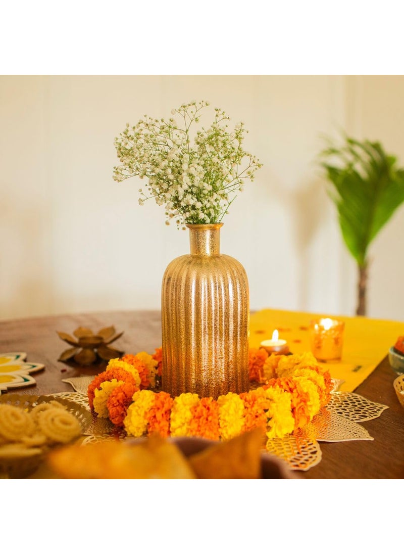 10Club Gold Glass Vase Elegant Flower Vase for Home Decor Durable Glass vase with Metallic Finish H 9 inch 500 gram 1Pc Without Flower Gold Perfect for Gifting