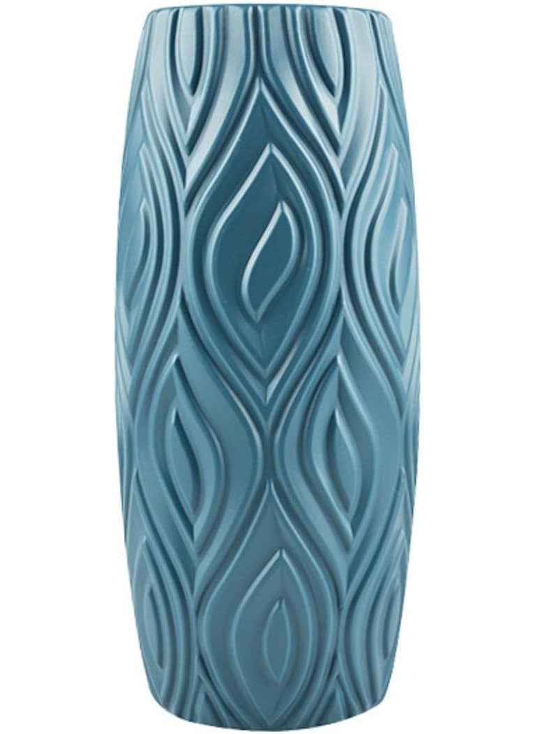 YOGO DECOR Oasis Flower Vase for Home Office Decor Blue Elegant Design Plastic Durable Vase Modern Tabletop Centerpiece for Living Room Weddings Stunning Floral Bouquet Displays
