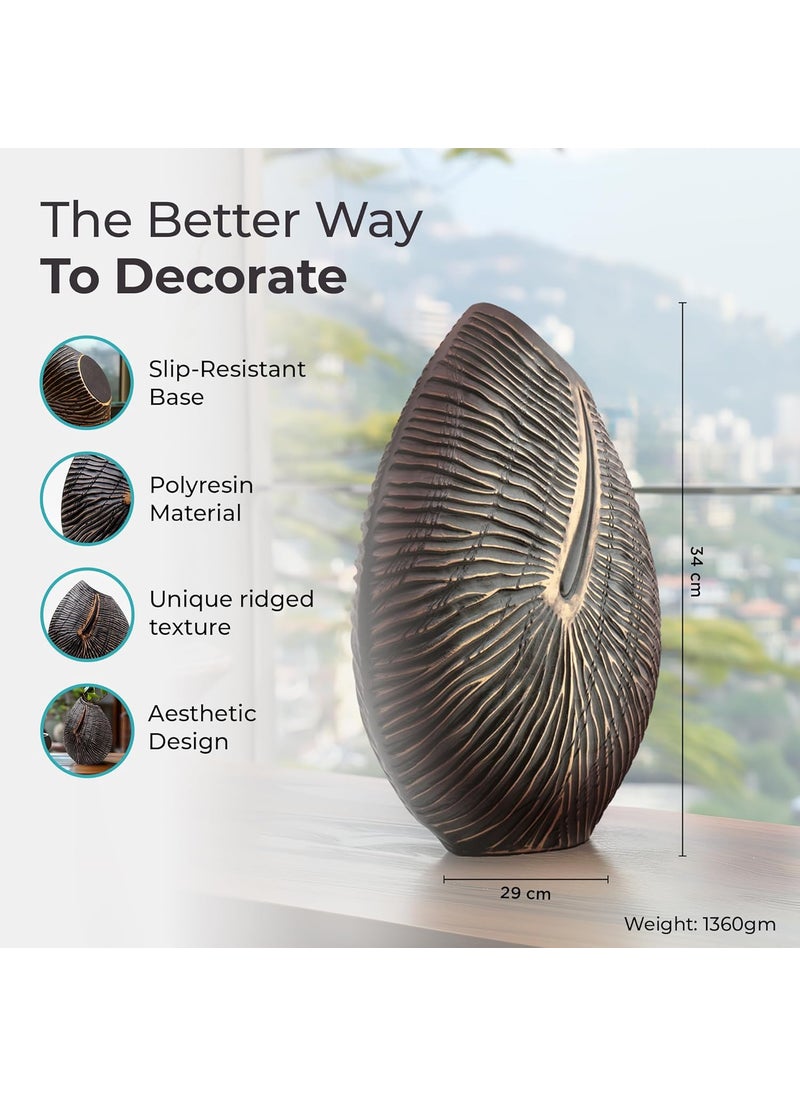 The Better Home Flower Vase for Corner 34cm Vase Flower Vase Big Size Shell Shape Flower Vases for Home Decor Home Decor Items for Living Room Office Table Bedroom Temple