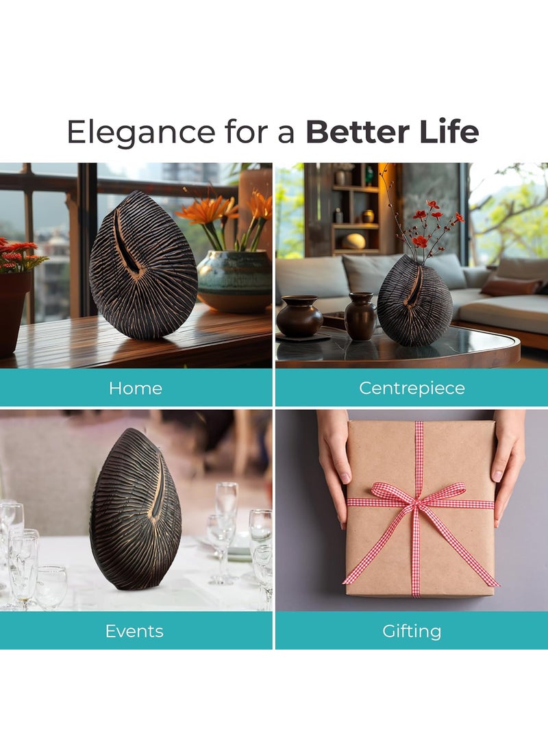 The Better Home Flower Vase for Corner 34cm Vase Flower Vase Big Size Shell Shape Flower Vases for Home Decor Home Decor Items for Living Room Office Table Bedroom Temple