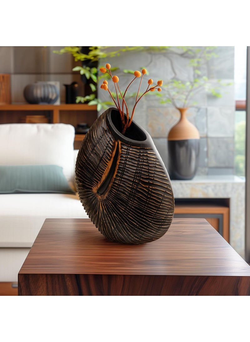 The Better Home Flower Vase for Corner 34cm Vase Flower Vase Big Size Shell Shape Flower Vases for Home Decor Home Decor Items for Living Room Office Table Bedroom Temple